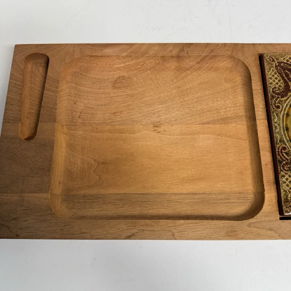 Vintage Georges Briard Woodland Footed Cheese Board 16" x 7.5" No Knife MCM READ - Picture 4 of 11